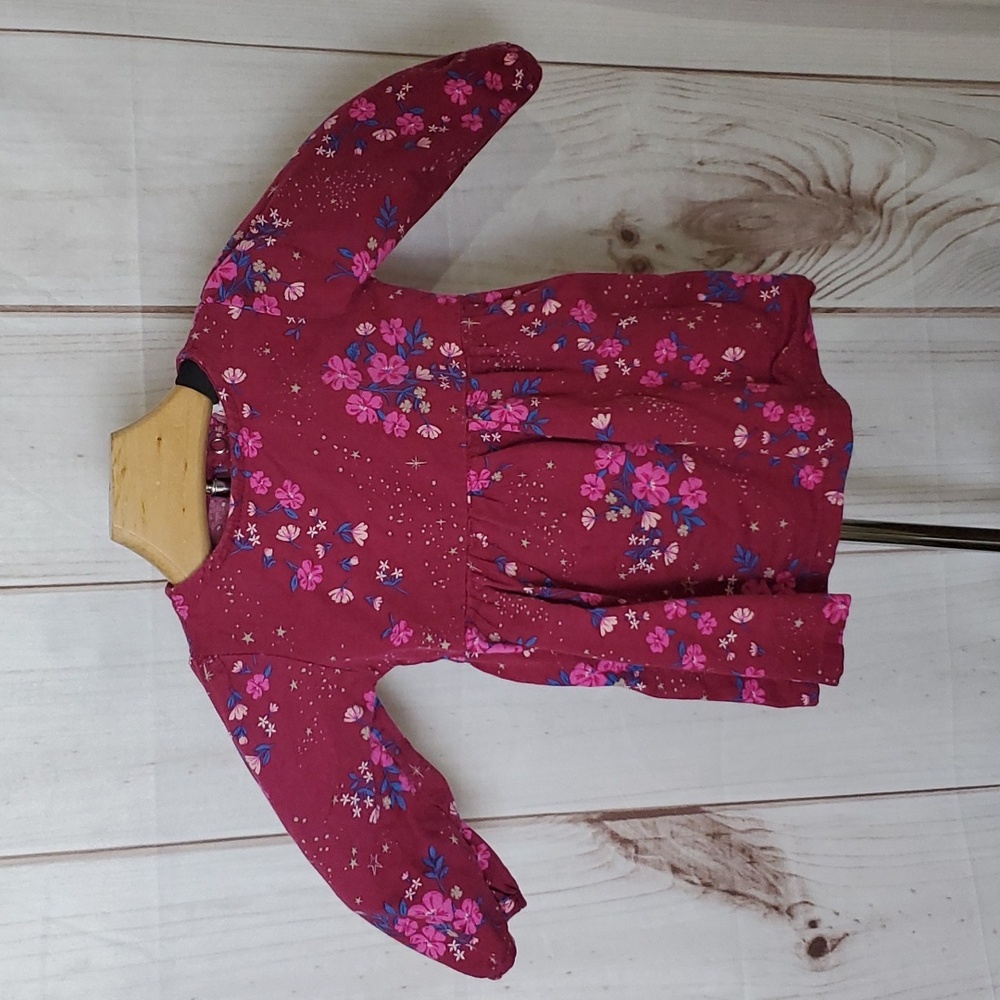 Carter's Baby Girl Long Sleeve Floral Star Pattern Dress Size 6 Months